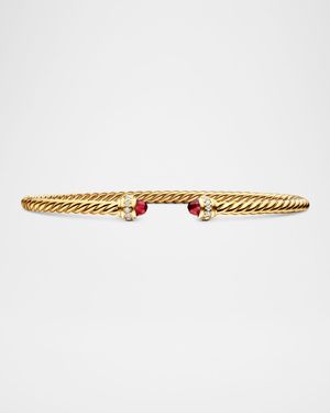 Cablespira Bracelet with Gemstone in 18K Gold, 3mm