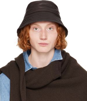 Dries Van Noten Brown Leather Bucket Hat