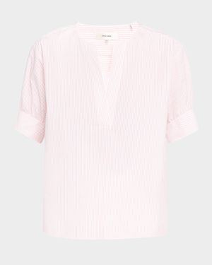 Stripe V-Neck Pop Over Top