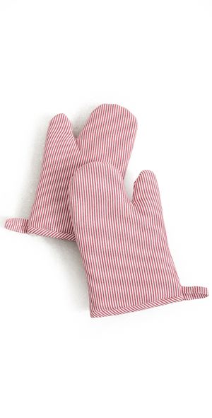 Weezie Oven Mitts Pair Red Stripe One Size