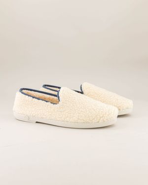 Angarde - Chausson homme bouclette de laine, blanc jean - Taille 46 - Blanc