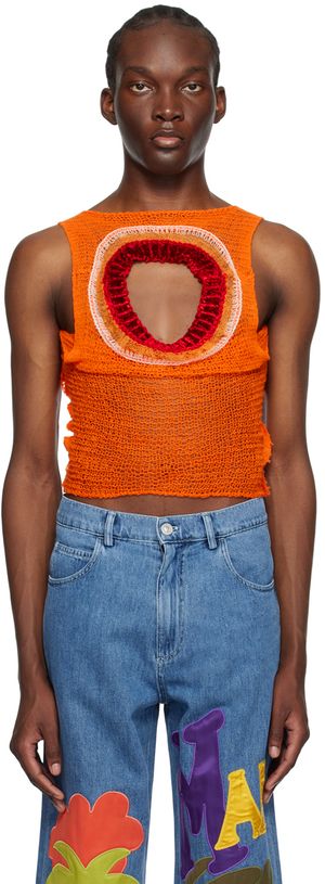 Marni Orange Cutout Tank Top
