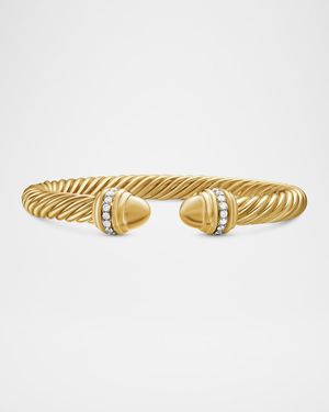 Cable Bracelet with Diamonds in 18K Gold, 7mm