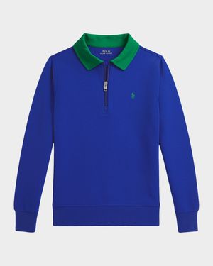 Boy's Double-Knit Collared Sweatshirt, Size S-XL