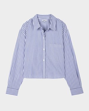 Ramy Striped Cropped Button-Front Shirt