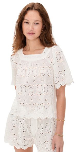 Natalie Martin Collection Nikki Top Medallion Embroidery Salt S