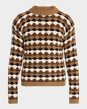 Men's Geometric Jacquard Wool-Blend Crewneck Sweater