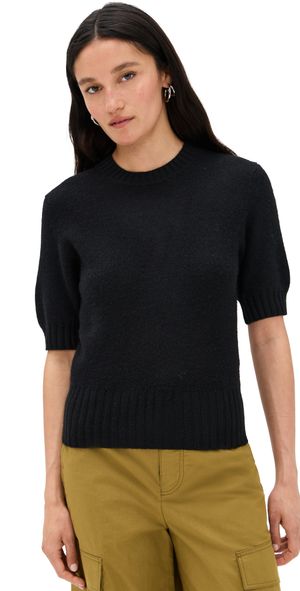 White & Warren Cashmere T-Shirt Sweater Black L