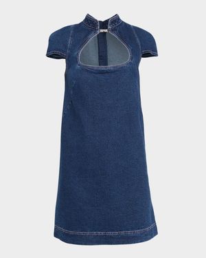 Cut-Out Denim Mini Dress