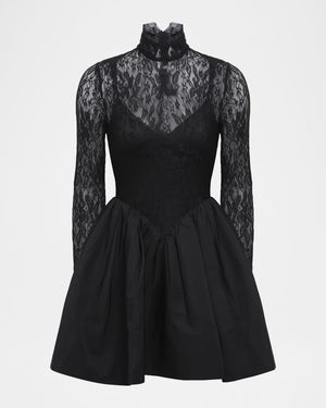 Stretch Lace Mini Bubble Dress