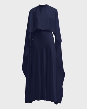 Amory Cutout Cape-Sleeve Gown