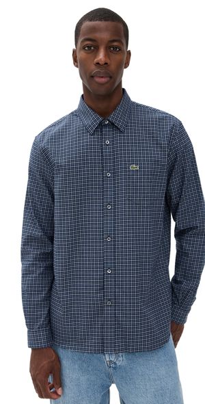 Lacoste Regular Fit Flannel Shirt Navy Blue & Flour M