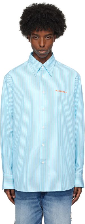 BLUEMARBLE Blue & White Striped Poplin Shirt
