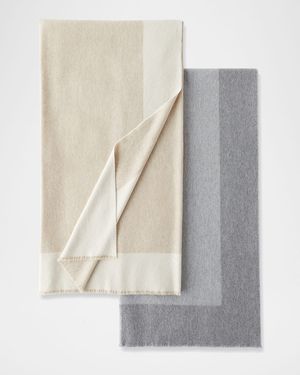 Border Stripe Cashmere Double-Face Throw Blanket