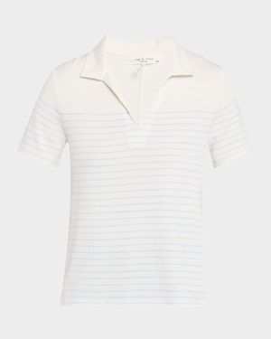 Stripe Short-Sleeve Polo Top
