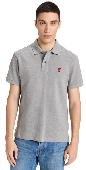 AMI AMI De Coeur Polo Shirt Heather Ash Grey XXS