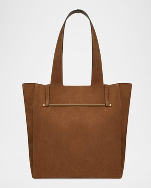 Melody Bar-Embellished Suede Tote Bag