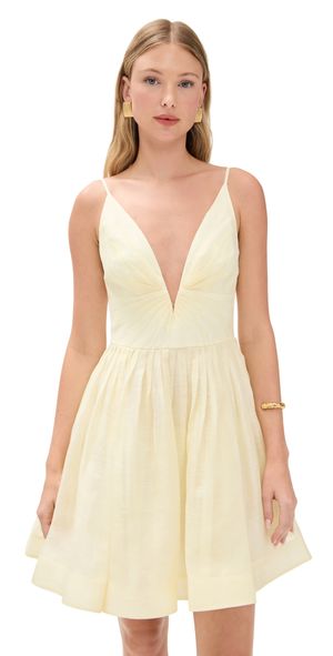 Zimmermann Illuminate V Neck Mini Dress Lemon 2