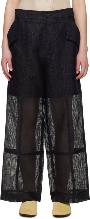 ISSEY MIYAKE Black Papyrus Trousers