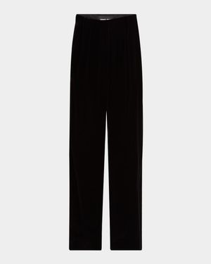 Pleated High-Rise Velvet Trousers