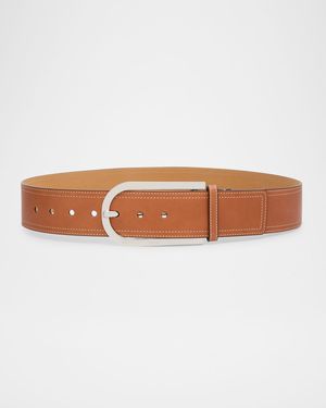 Vachetta Buckle Leather Skinny Belt