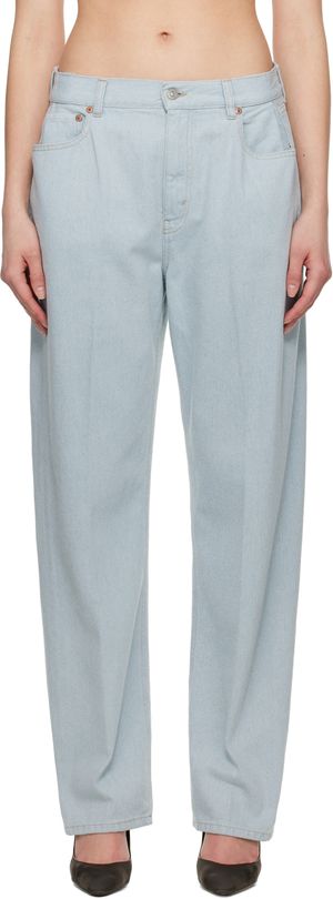 Victoria Beckham Blue Straight Kick Pocket Boyfriend Jeans