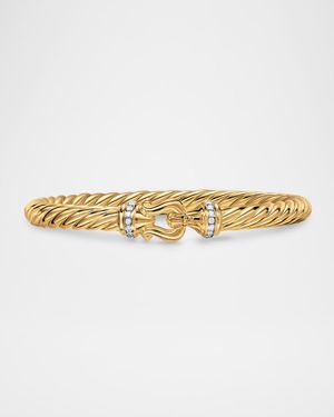 Cablespira Buckle Bracelet with Diamonds in 18K Gold, 6mm