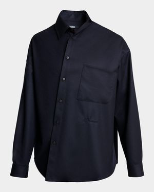 Men's The Cuadro Asymmetric Wool Pocket Button-Down Shirt