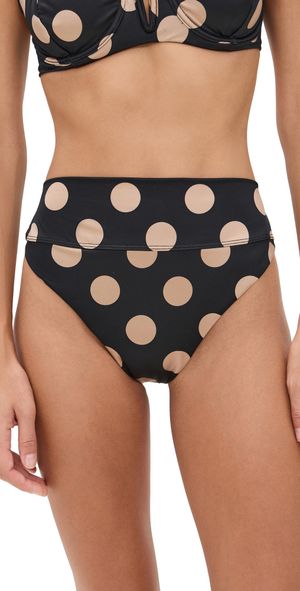 Beach Riot Highway Bikini Bottoms Midnight Polka Dot L