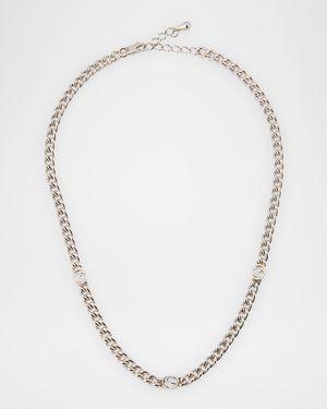 Men's Sterling Silver Gucci Interlocking Chain Necklace