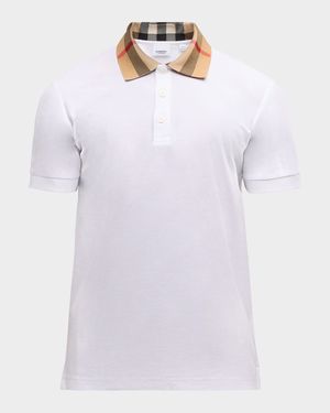 Men's Pique Polo Shirt with Check Collar