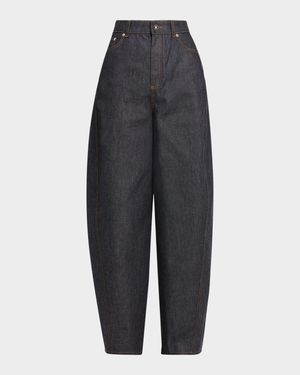 Denim Barrel-Leg Cocoon Pants