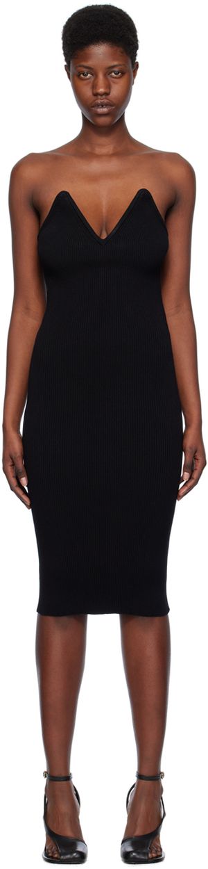 Coperni Robe midi noire à col en V