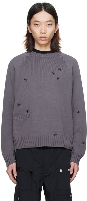 UNDERCOVER Gray Embroidered Sweater