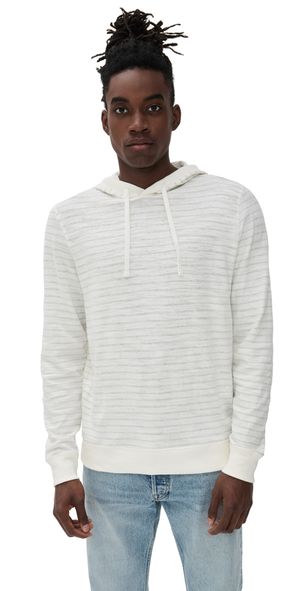 Faherty Sunwashed Slub Hoodie Ivory Rock Stripe XL