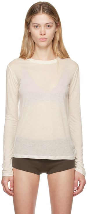 Baserange Off-White Bamboo Lyocell Long Sleeve T-Shirt