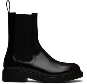 Legres Bottes chelsea noires en cuir bourdé