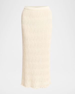 Zigzag Knit Slim Midi Skirt