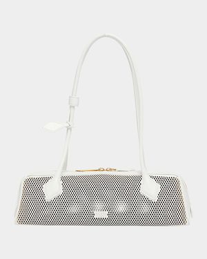 Le Teckel Medium Shoulder Bag in Fishnet Leather
