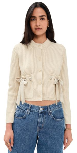 Splendid Stassi Satin Tie Cardigan Pale Oak Heather XL