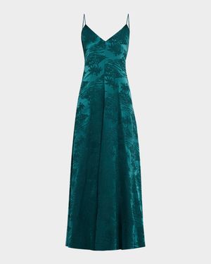 Levine Sleeveless Jacquard Satin Maxi Dress