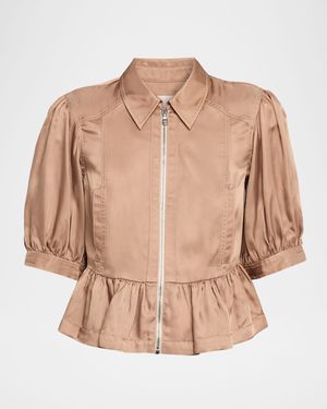 Daphne Puff-Sleeve Peplum Jacket