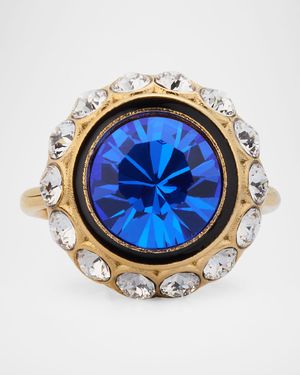 VLogo Signature Ring in Metal, Enamel and Crystals