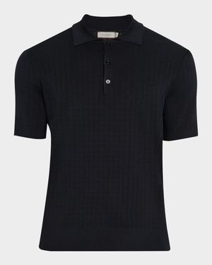 Men's Grid Jacquard Polo Sweater