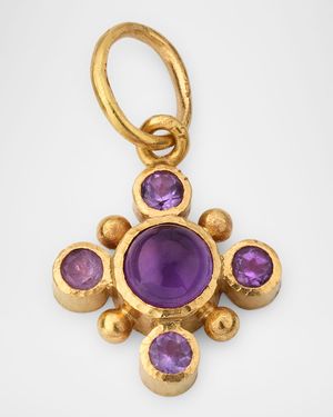 19K Small Round Amethyst Pendant