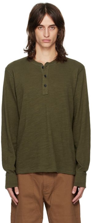rag & bone Green Classic Flame Henley