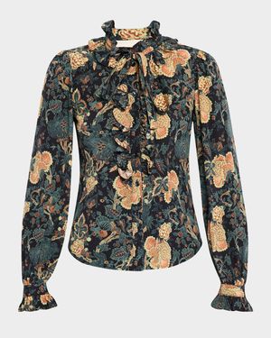 Catroux Long-Sleeve Silk Blouse