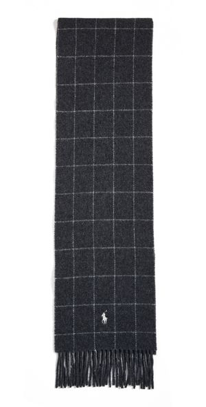 Polo Ralph Lauren Reversible Windowpane Scarf Charcoal/Grey One Size