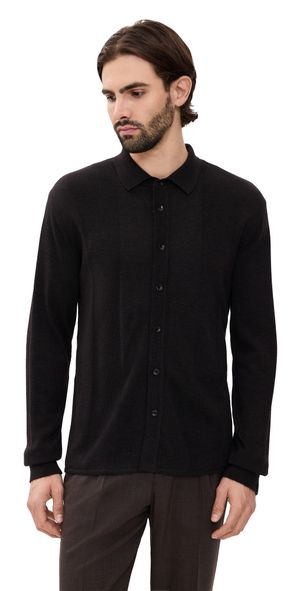 rag & bone Crawford Cashmere Blend Button Up Dkbrn XL