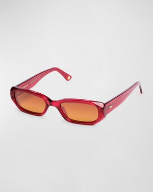 Ore Pink Acetate Rectangle Sunglasses